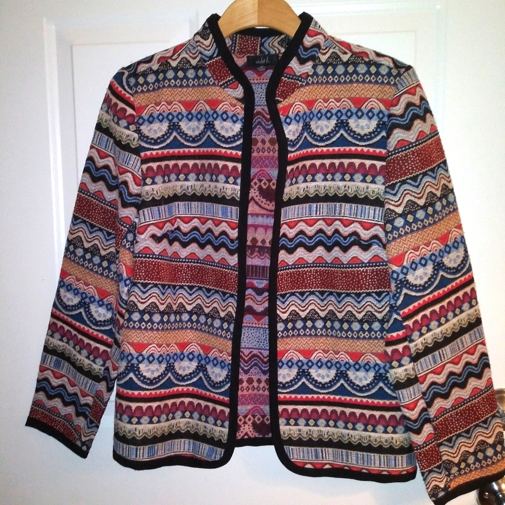 Violet B Jaquard Jacket Boho Aztec Medium